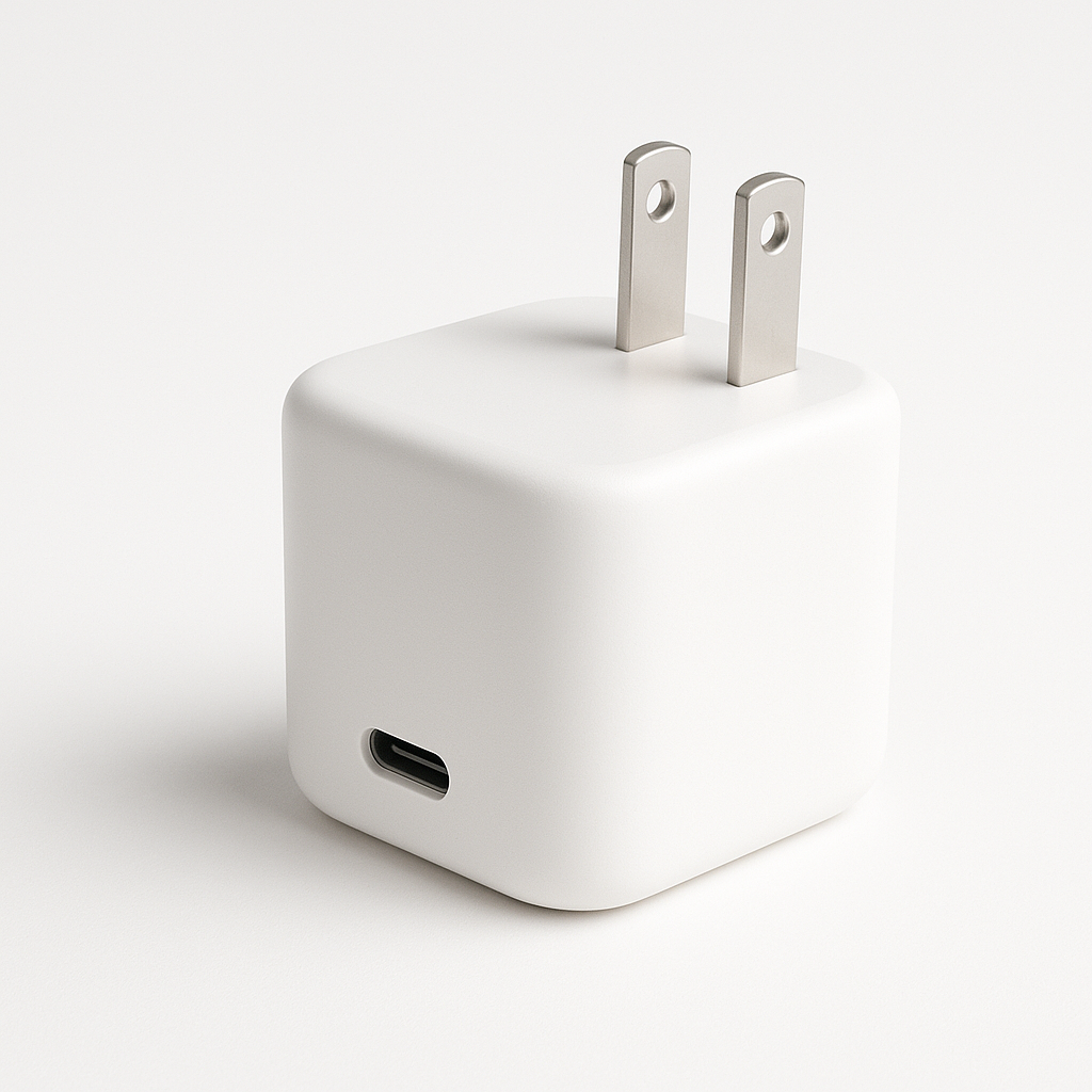 Adaptador USB-C 20W - vista en angulo mostrando puerto